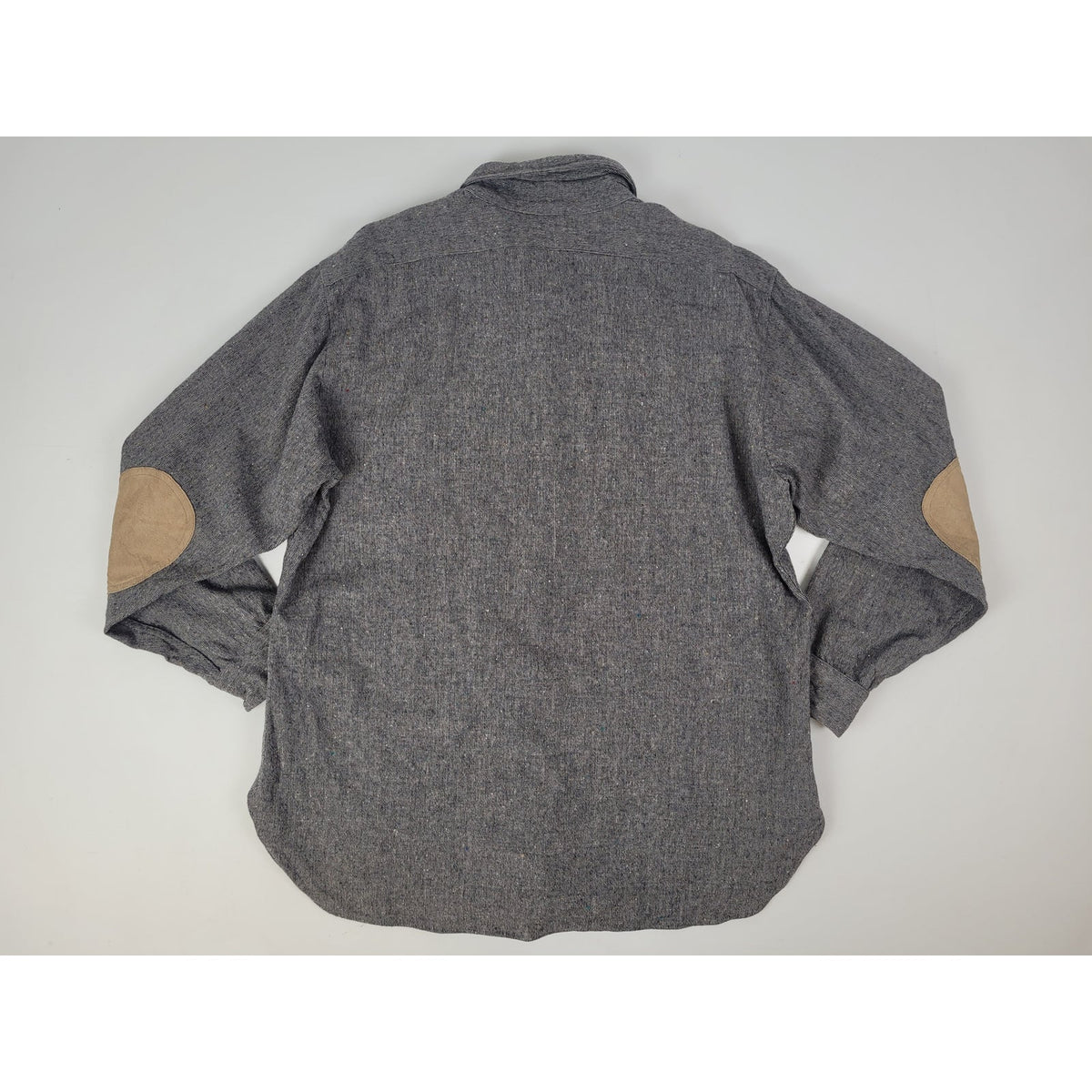 Vintage Pendleton Grey Textured Wool Button-Up Shirt w Elbow Patches Men's Sz XL