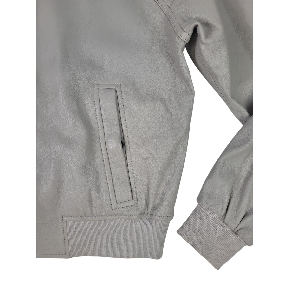 Vince Leather Bomber Jacket/Flight Jacket Light Grey Men's Sz XS