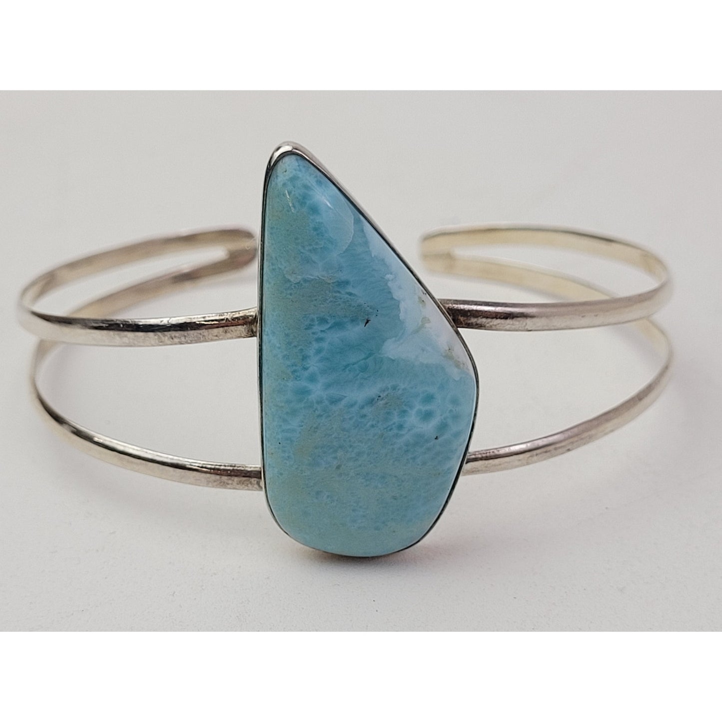 Sterling Silver 925 Larimar Upper Arm Cuff Bracelet & Earrings Set