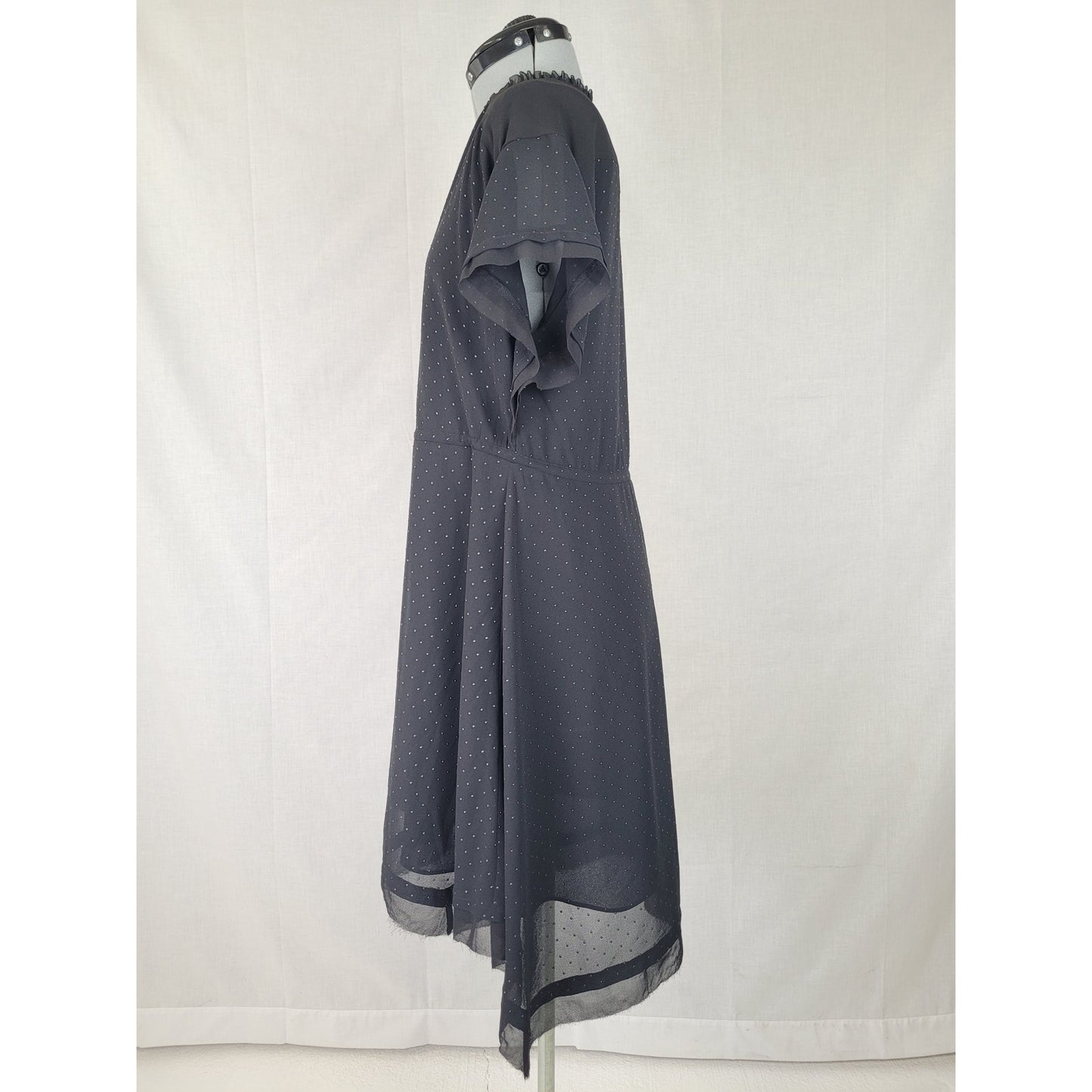 ALLSAINTS Keira Shimmer Flutter Sleeve Handkerchief Hem Dress Sz M