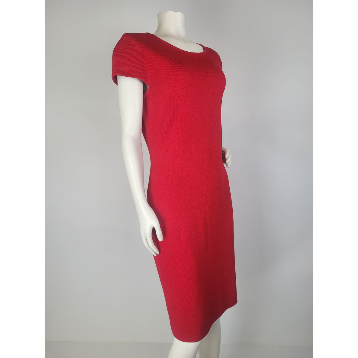 NWT St. John Collection Wool Blend Knit Sheath Dress Red Sz 6 MSRP $1210