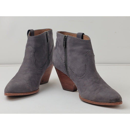 Frye Grey Cowgirl Side Zip Leather Booties Sz 7.5