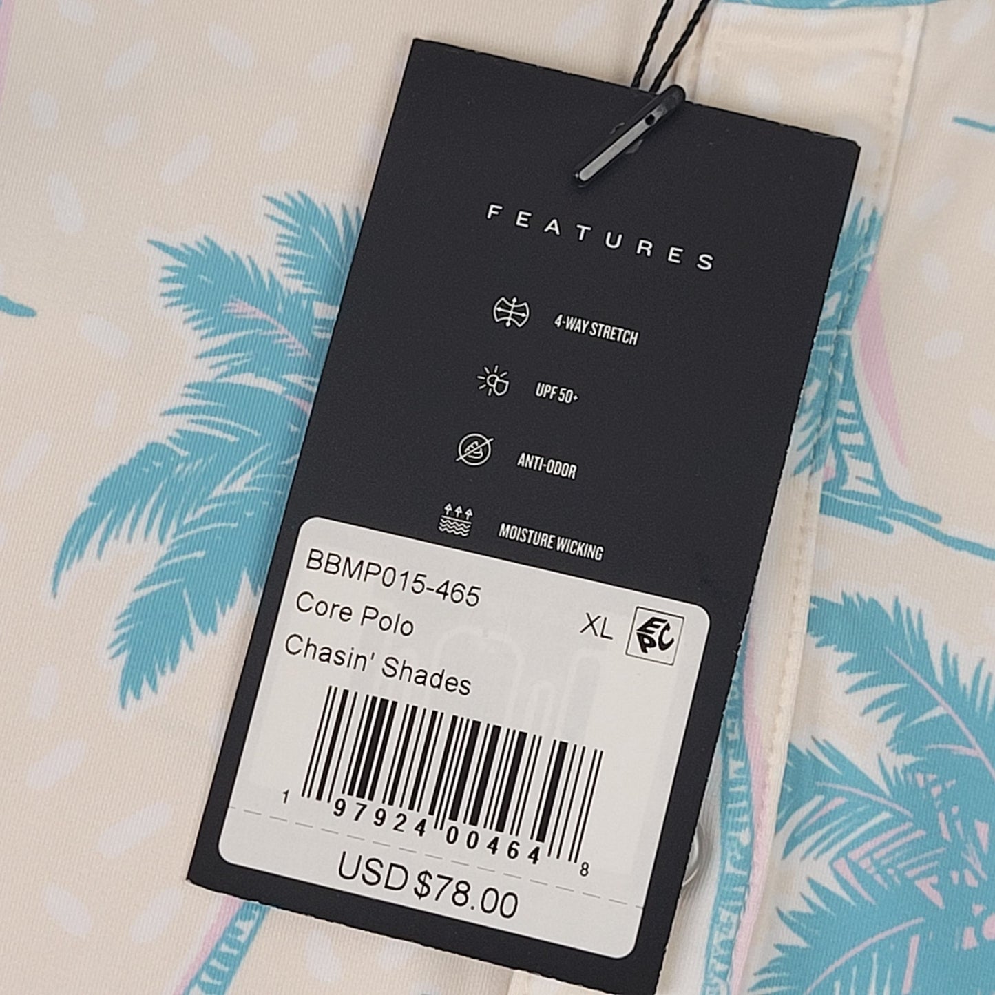 Bad Birdie Chasin' Shades Polo Shirt w Palm Tree Pattern Men's Sz XL NWT