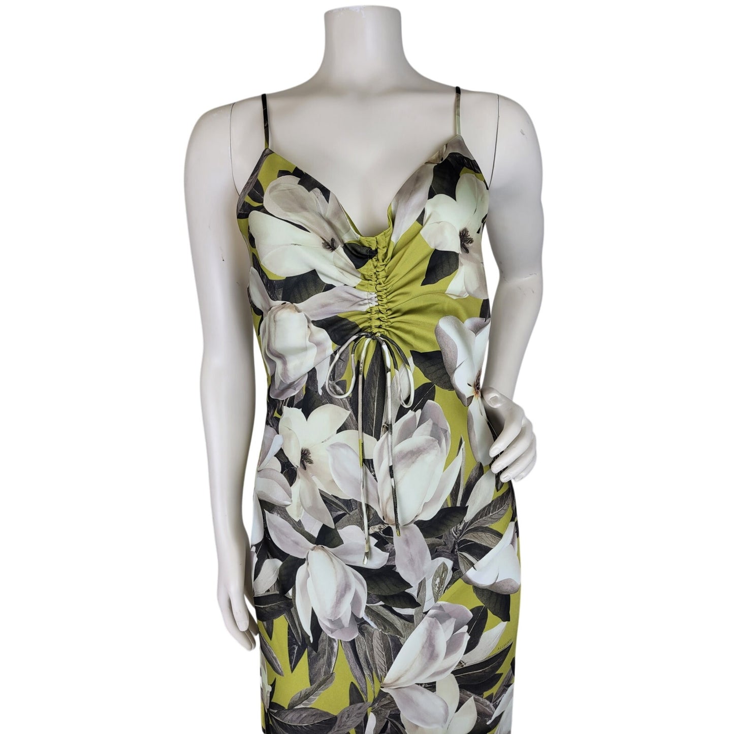 AllSaints Alexia Floral Asymmetrical Slip Dress Magnolia Flower Print Sz 2 NWT