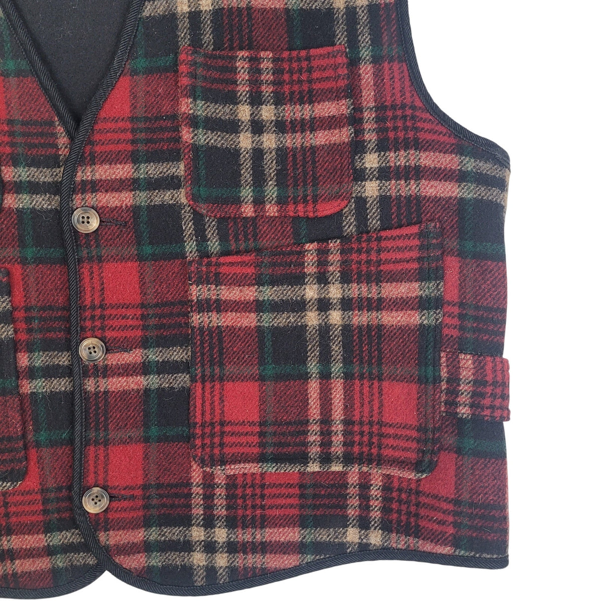 Vintage Woolrich Red Black Tartan Plaid Wool Vest Men's Sz XXL