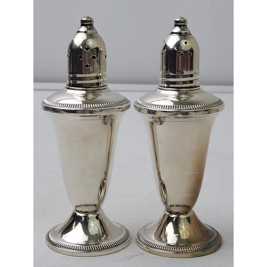 Vintage Sterling Silver Weighted Salt & Pepper Shakers Glass Lined 4 1/2" Tall