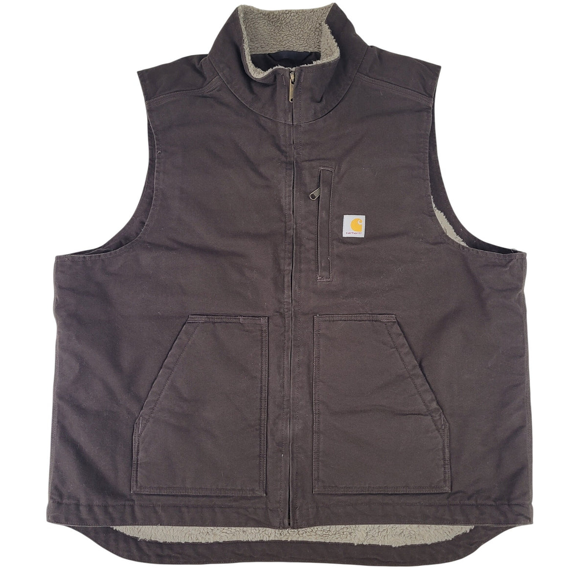 Carhartt Washed Duck Sherpa-Lined Mock-Neck Vest Loose Fit Men's Sz XL
