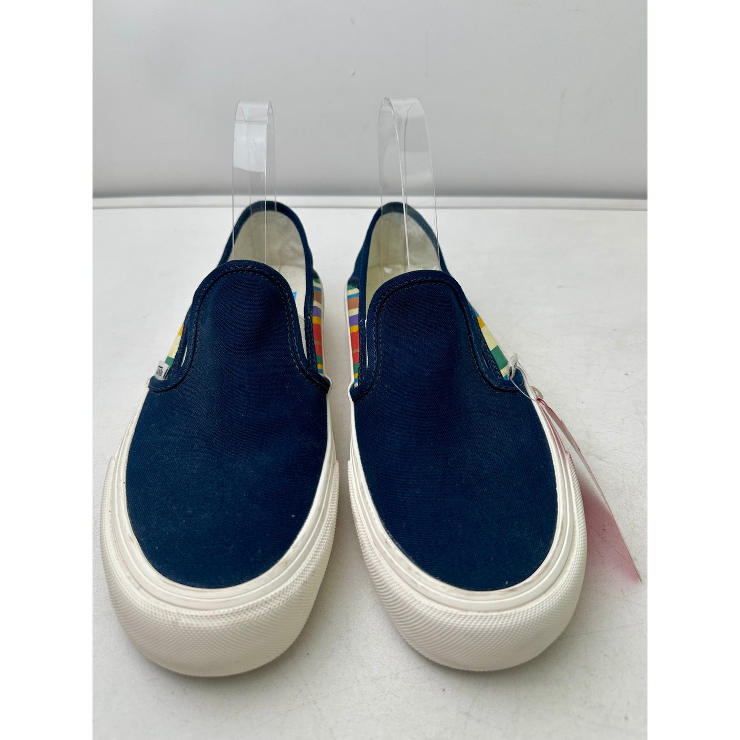 NEW Vans Slip-On SF "Retro Stripes" Dress Blues Canvas Sneakers W 8 / M 6.5