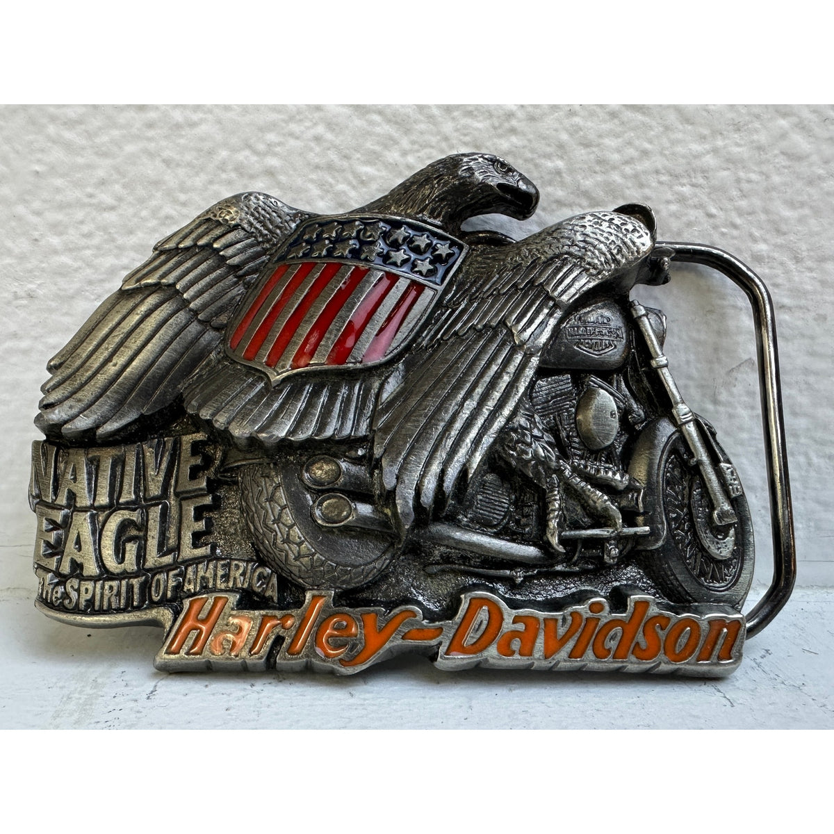 Vintage 1993 Harley-Davidson Baron USA Native Eagle H421 Belt Buckle