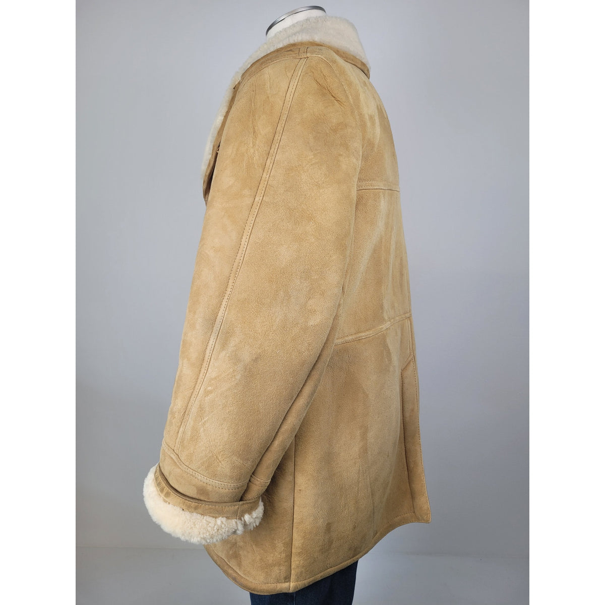 VTG 1970s Knight Tailors Ltd. Light Brown Suede Shearling Coat Men's Sz 46