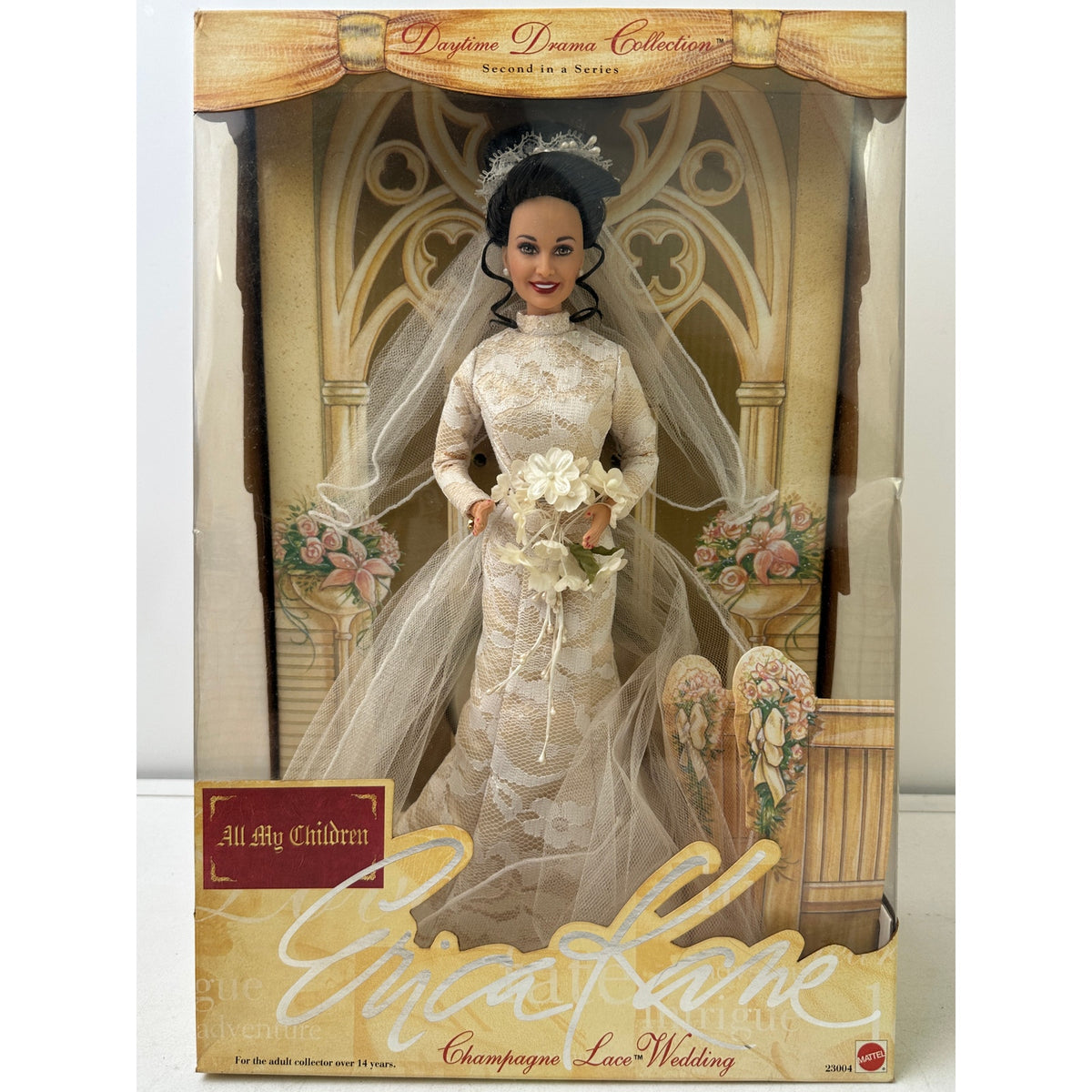 Vintage 1999 Mattel All My Children Erica Kane Champagne Lace Wedding Barbie NIB