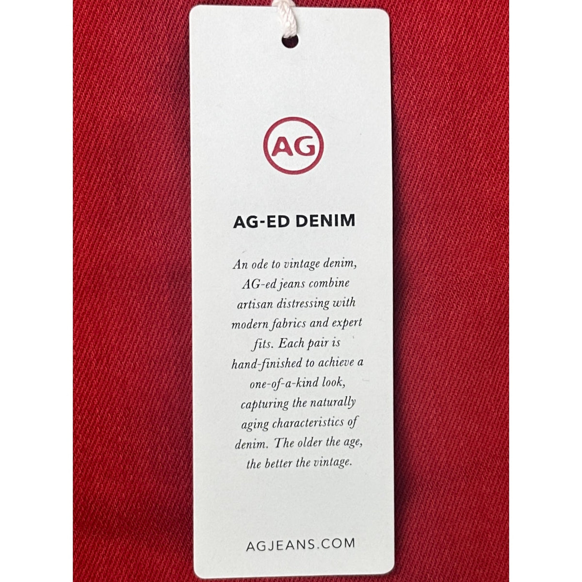 AG Adriano Goldschmied The Prima Ankle Red Cigarette Jean Women's Sz 25 | NWT