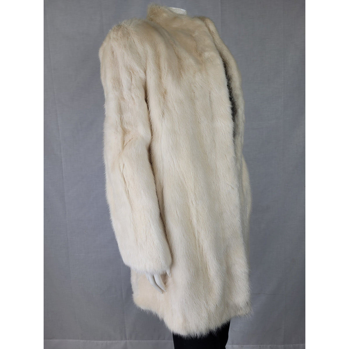 VTG 70s Ivory Mink Coat Open Front Mid-Length Women's Sz S/M