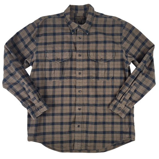 Filson Alaskan Guide Flannel Shirt Brown & Black Plaid | Men's Sz L