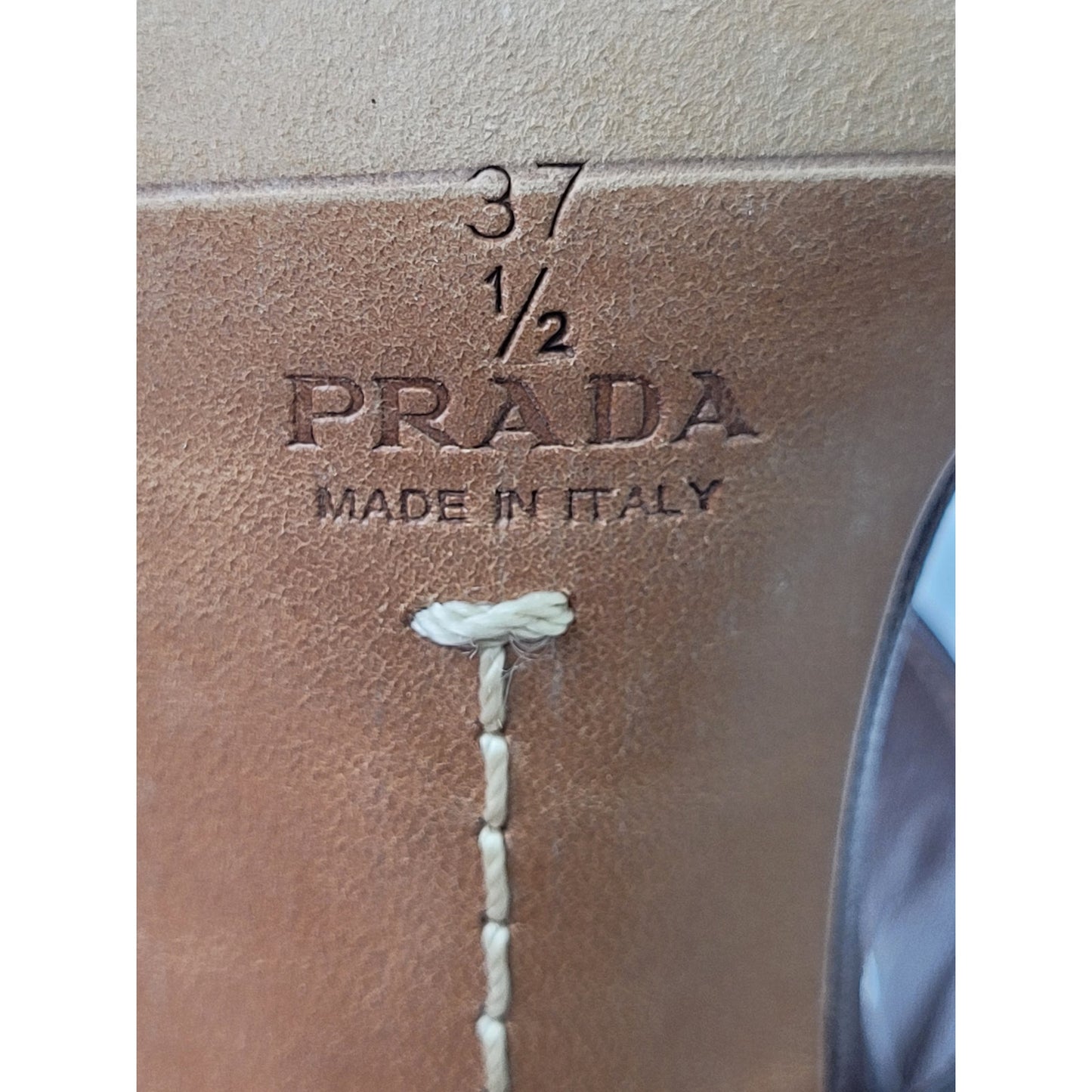 PRADA Brown Patent Leather Strappy Wooden Block Heels Sz 37.5/7 | Made in Italy
