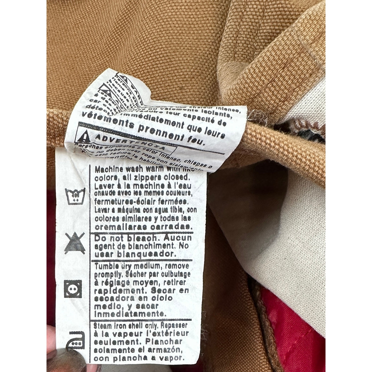 VTG Carhartt R02 BRN Quilt-Lined Distressed Duck Canvas Overalls Men's Sz 34x30