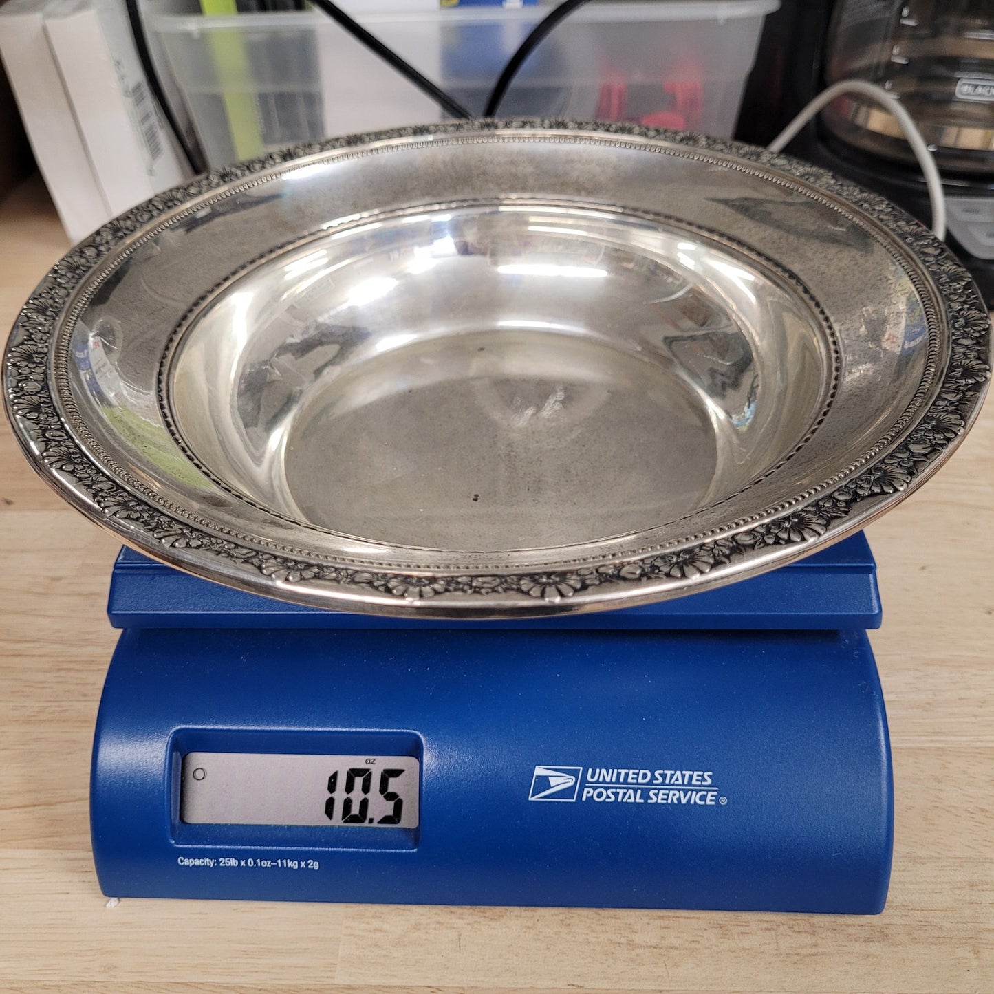 Medici Sterling Silver 10" Diameter Bowl w Decorative Trim 2 1/8" H | 10.5 Oz