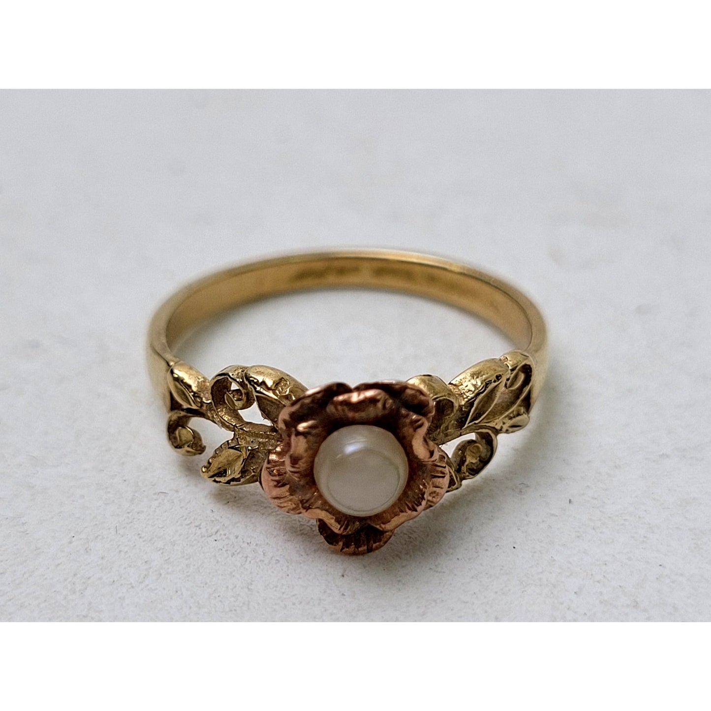 Vintage 14K Yellow & Rose Gold Beverly Hills Flower Ring Sz 8.25 | 2.87 grams