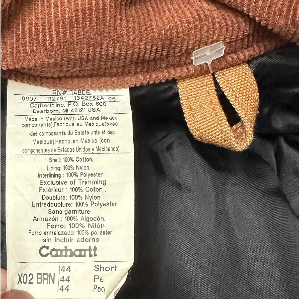 Carhartt X02 BRN Quilt-Lined Duck Canvas Coveralls Men's Sz 44 Short