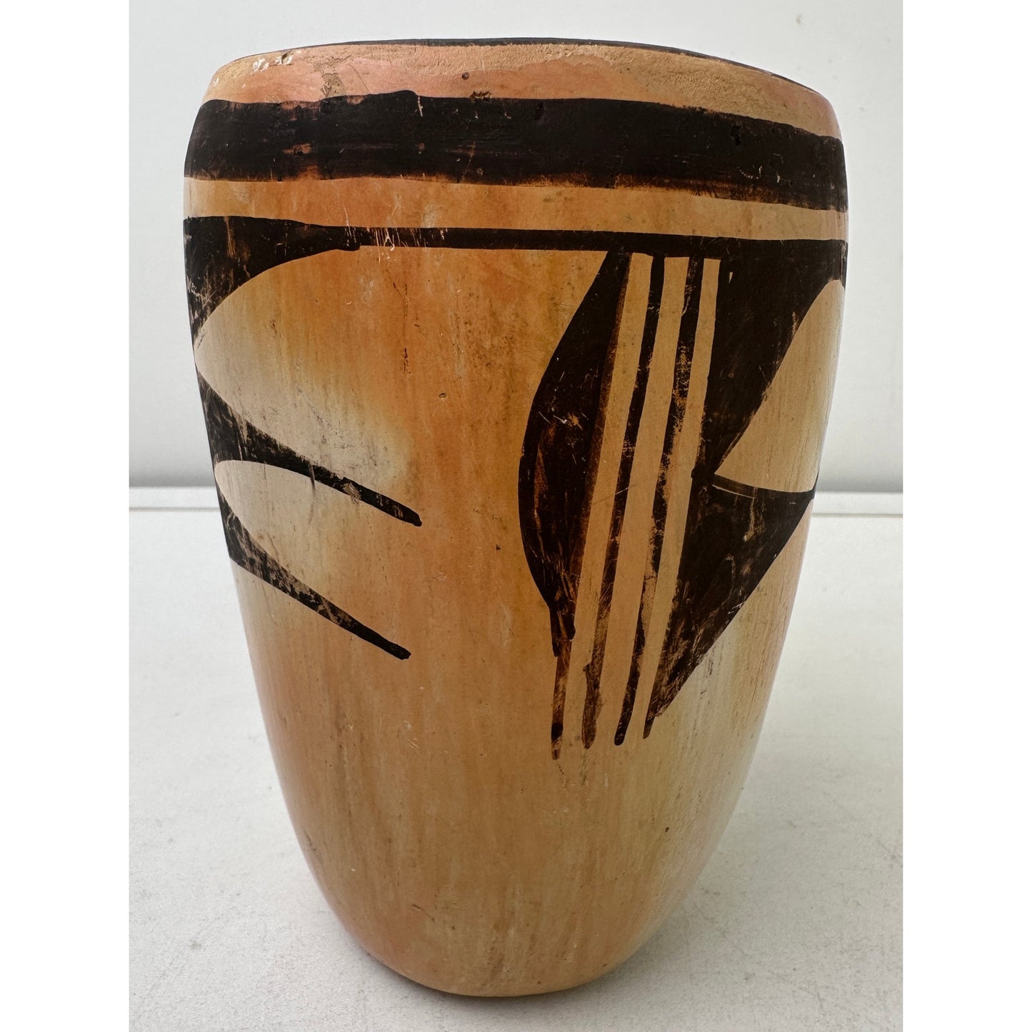 Vintage Hopi Pueblo Polychrome Cylindrical Pottery Vase