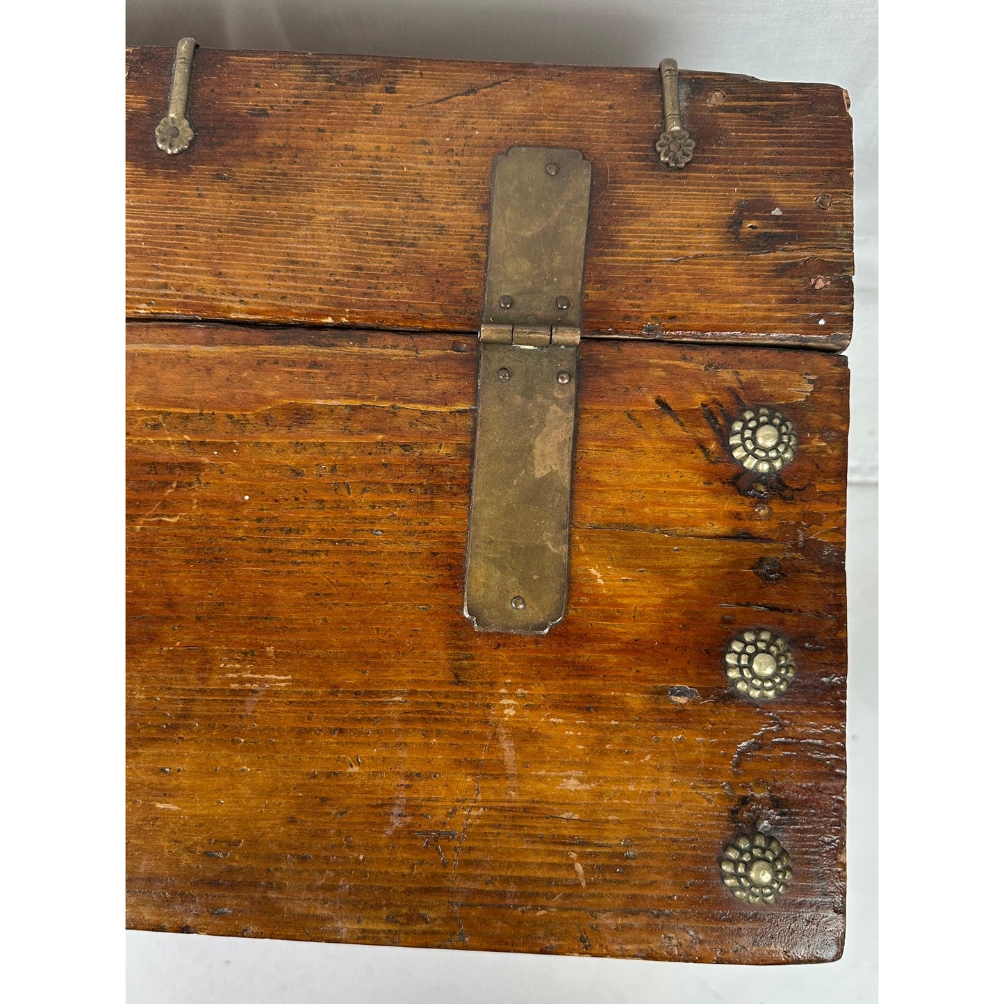 Antique 18th/19th Century Korean Banded Ton-Kwe Wooden Money Chest