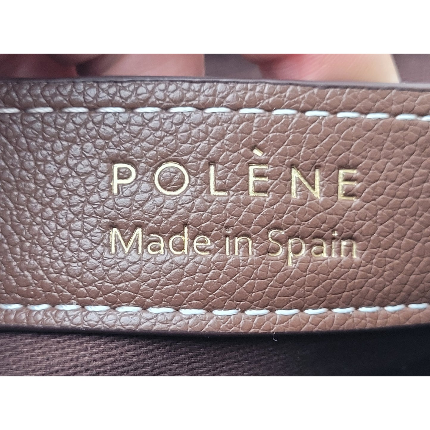 Fake Polene Mokki Bag Textured Ebony Leather Contrast Stitching NWT