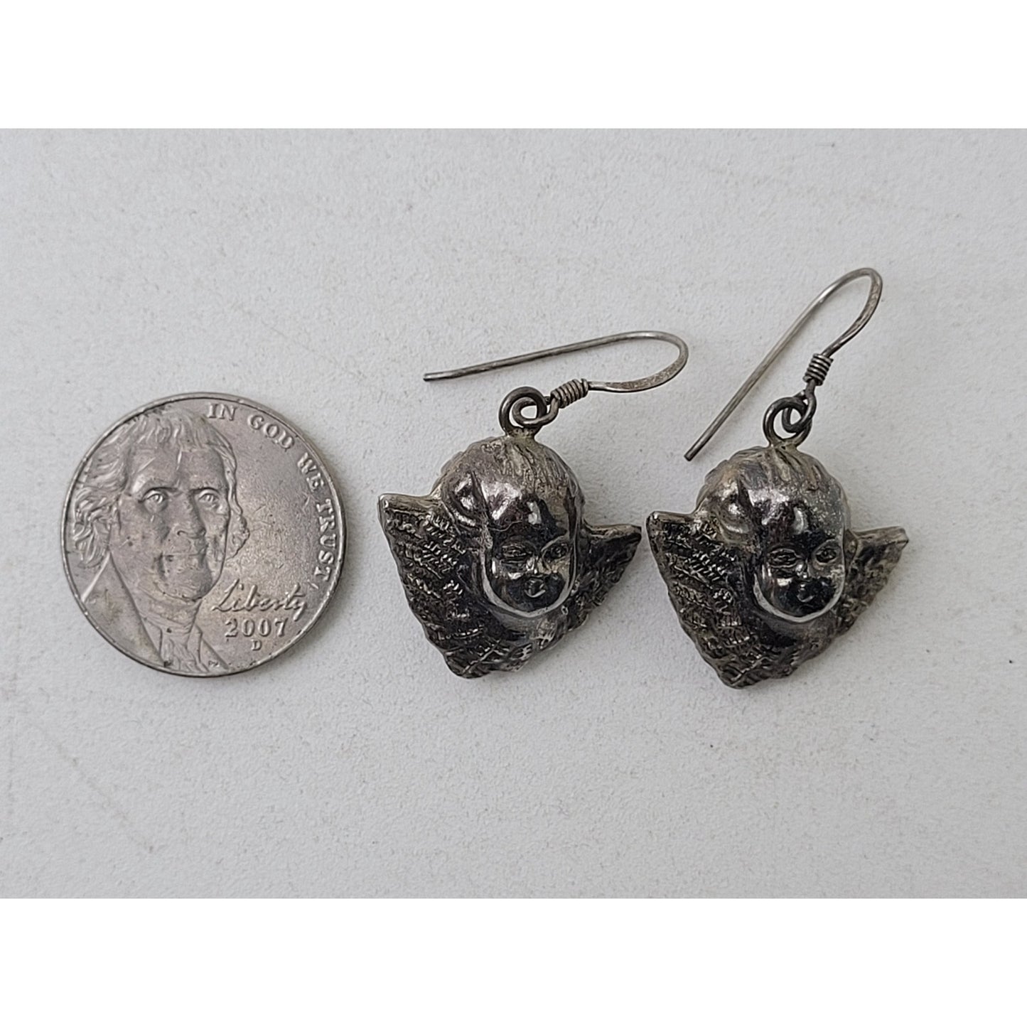 Vintage Sterling Silver Cherub Earrings | 5.26 grams