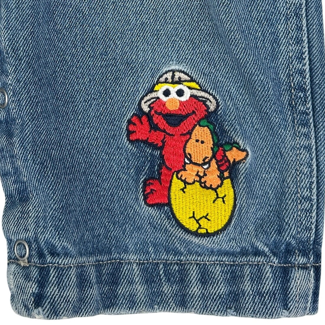 Vintage Sesame Street Elmo & Natalie Denim Cargo Overalls Sz 24 Months