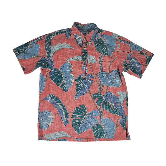 Vintage Reyn Spooner Reverse Print Large Leaf Hawaiian Shirt Men's Sz L