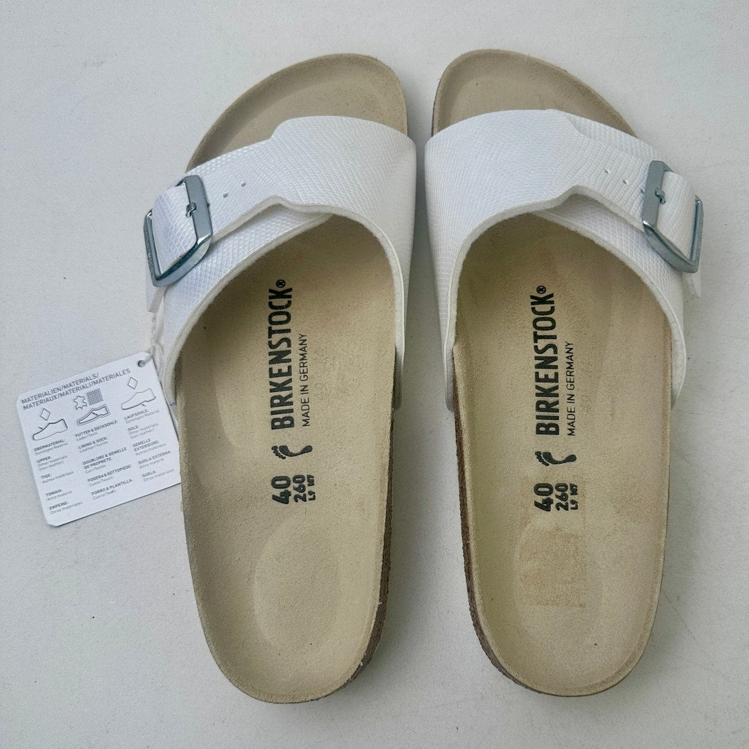 NEW Birkenstock Catalina Slide Sandals White Shiny Lizard Women's Sz 9