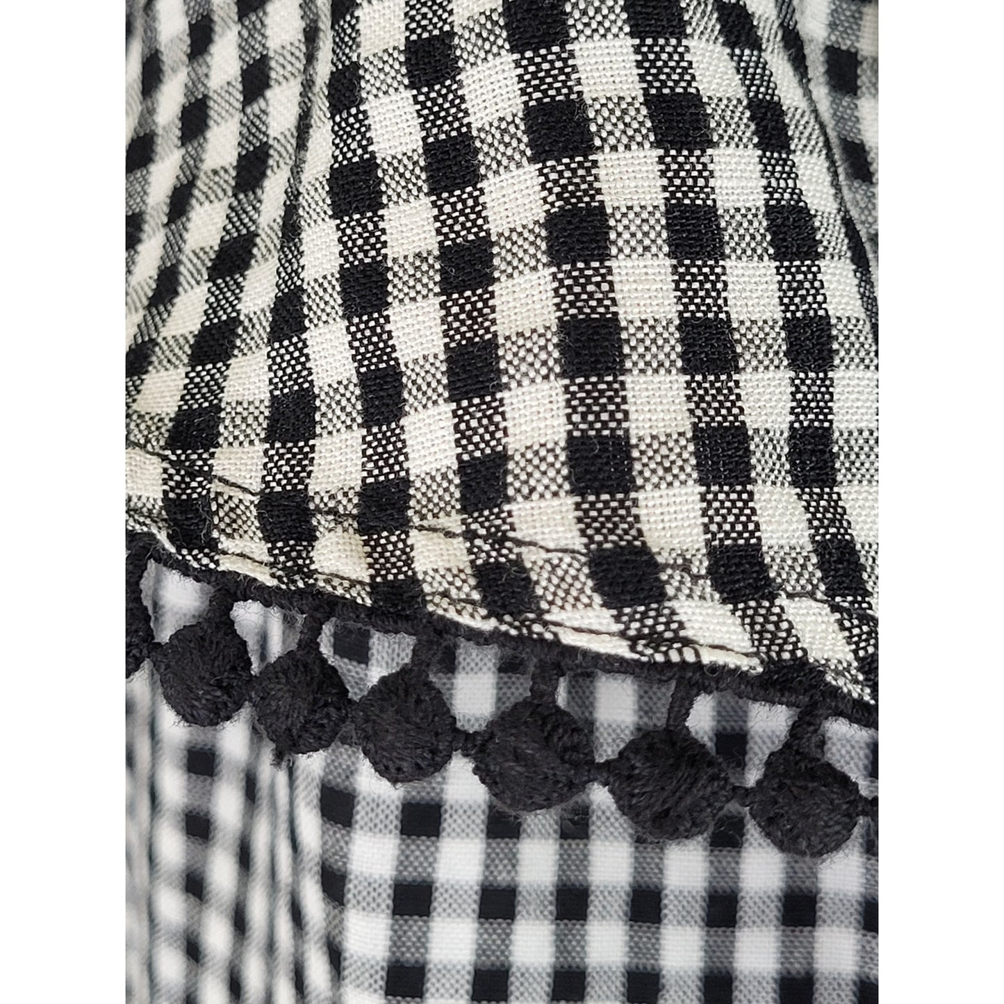 Tommy Bahama Gingham Of-The-Shoulder Ruffle Dress Black & White Linen Blend Sz S