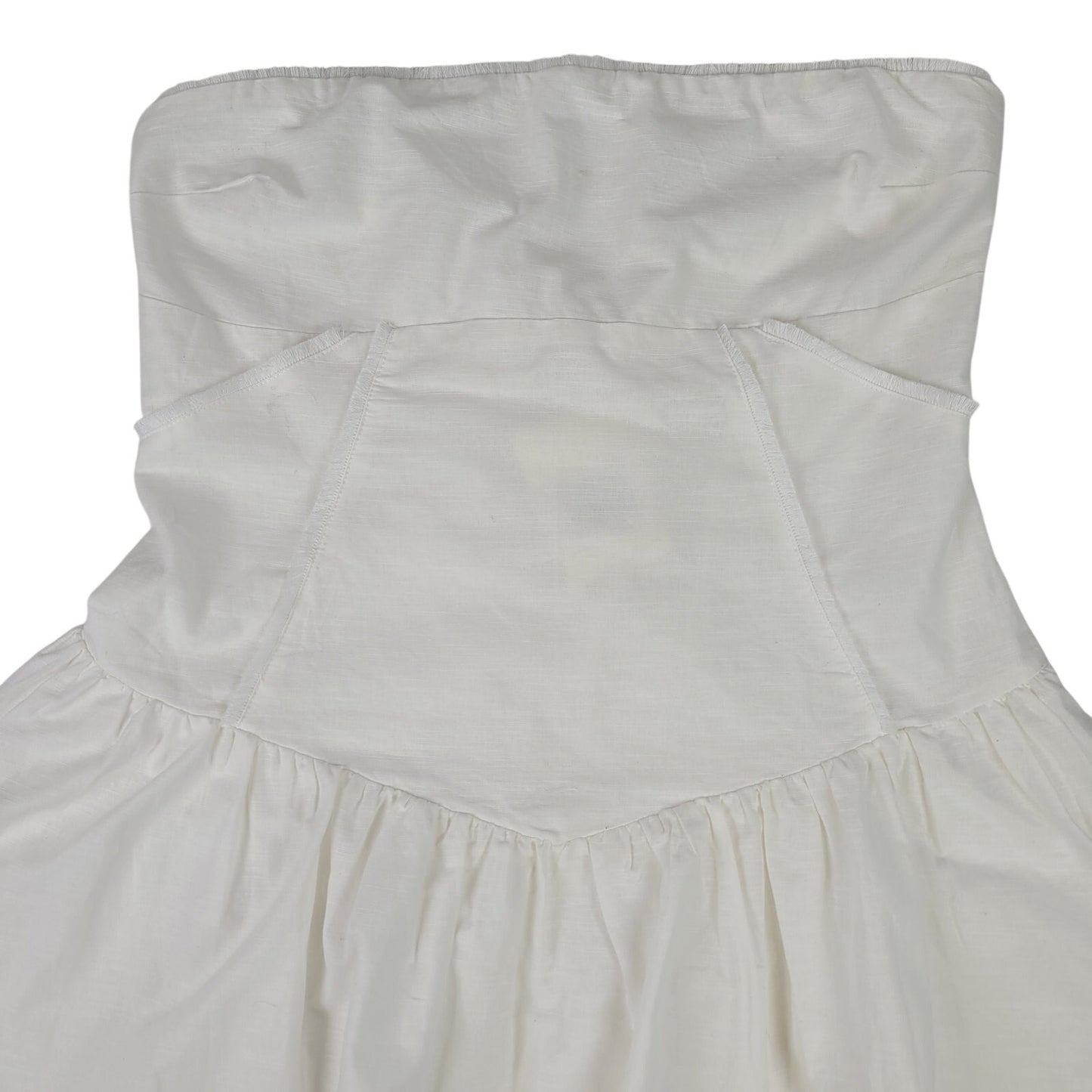 Peppermayo Larnie Linen Mini Dress Strapless Linen-Blend White Drop Waist Sz 14