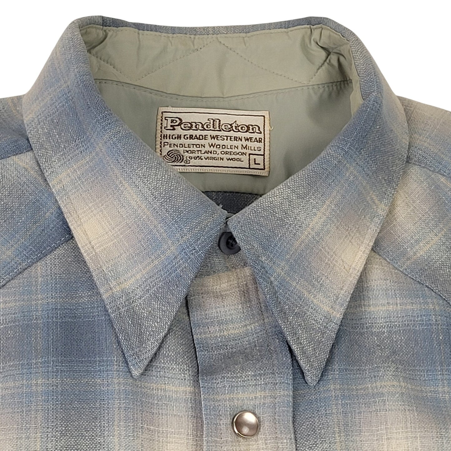 VTG Pendleton High Grade Western Wear Wool Plaid Pearl Snap Shirt Men's Sz L