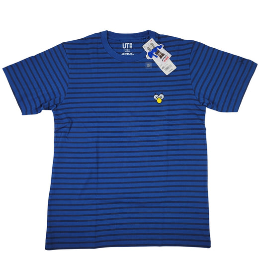 Uniqlo x KAWS UT BFF T-Shirt Blue Striped Embroidered Men's Sz XS NWT