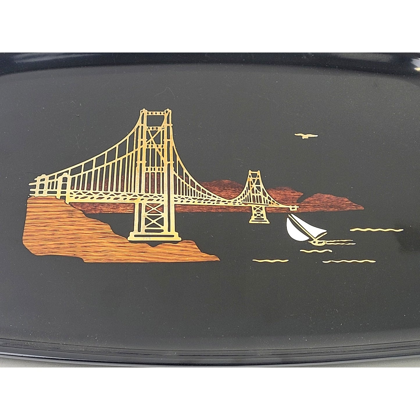 MCM Inlaid Golden Gate Bridge Tray from Couroc 1960s