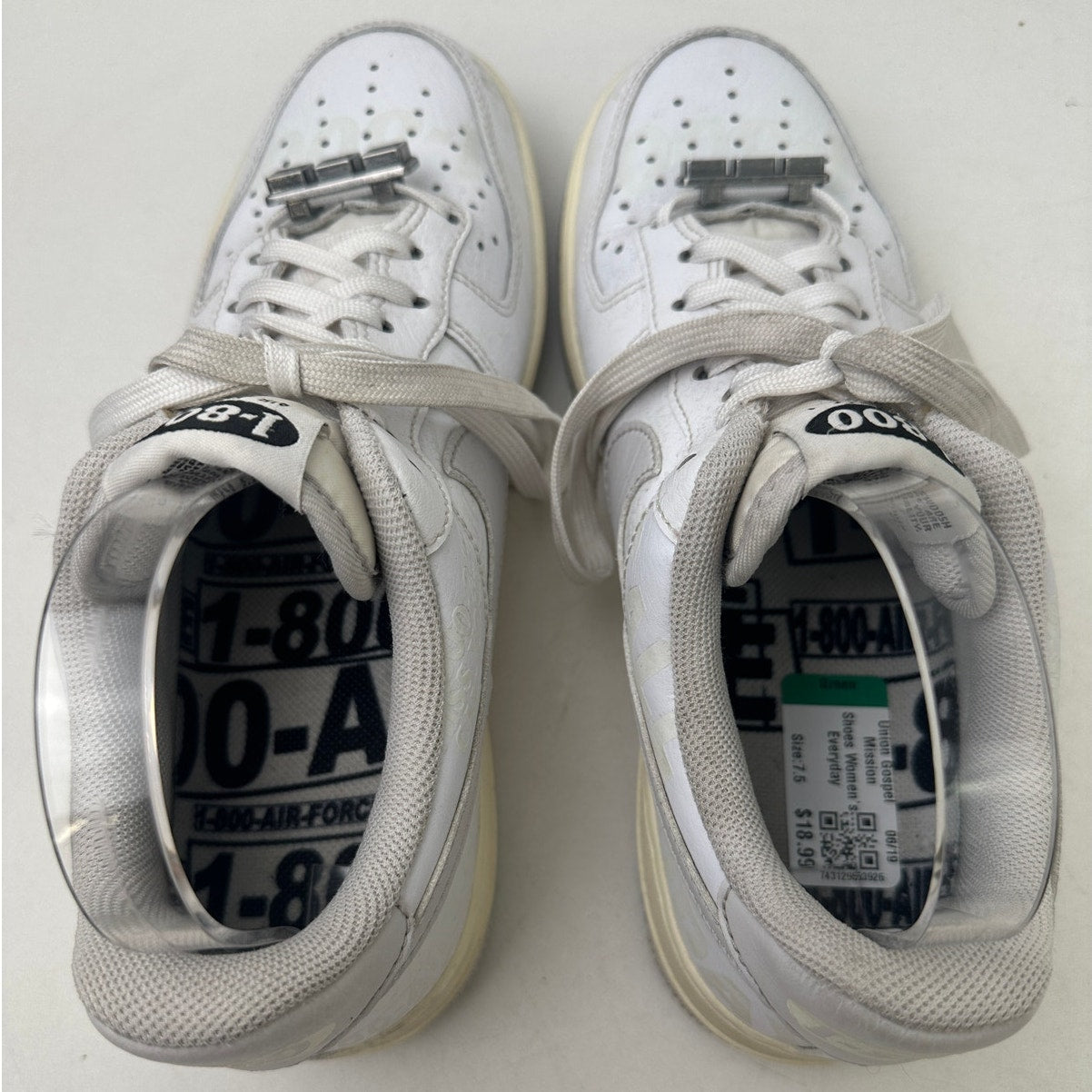 Nike Air Force 1 '07 Premium "1-800 Toll Free" White/Grey/Sail Sneakers Men's Sz 7.5