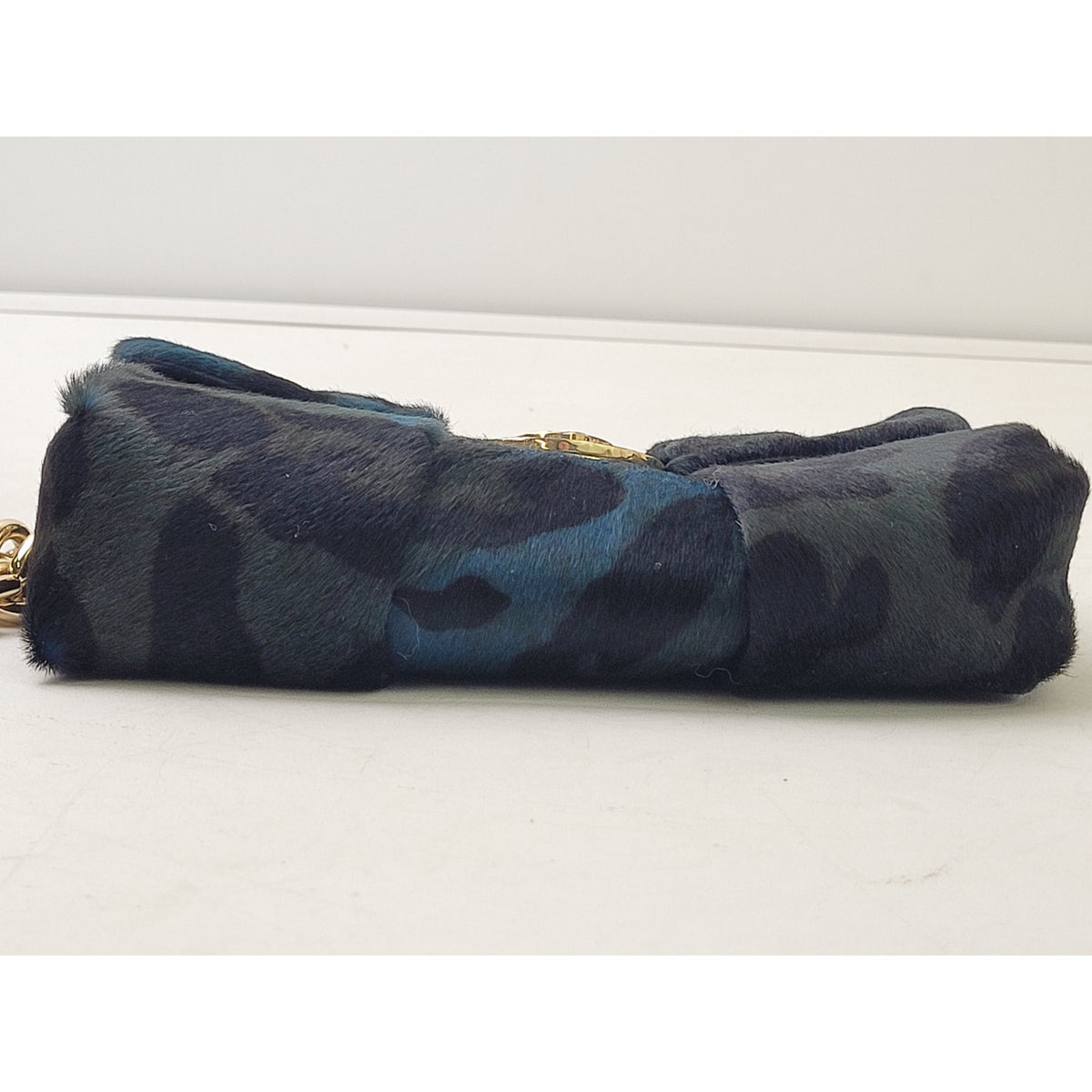 Henri Bendel Milliner Calf Hair Wristlet Clutch Green Blue Multicolor w Box
