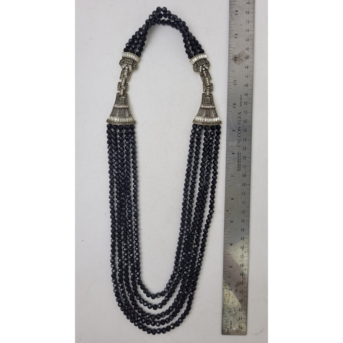 Heidi Daus Age of Elegance Multistrand Black Beads w Crystal-Accented Ends