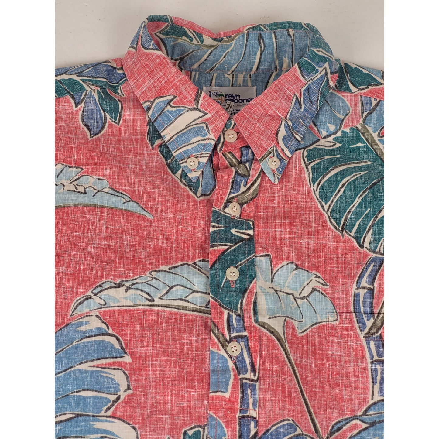 Vintage Reyn Spooner Reverse Print Large Leaf Hawaiian Shirt Men's Sz L