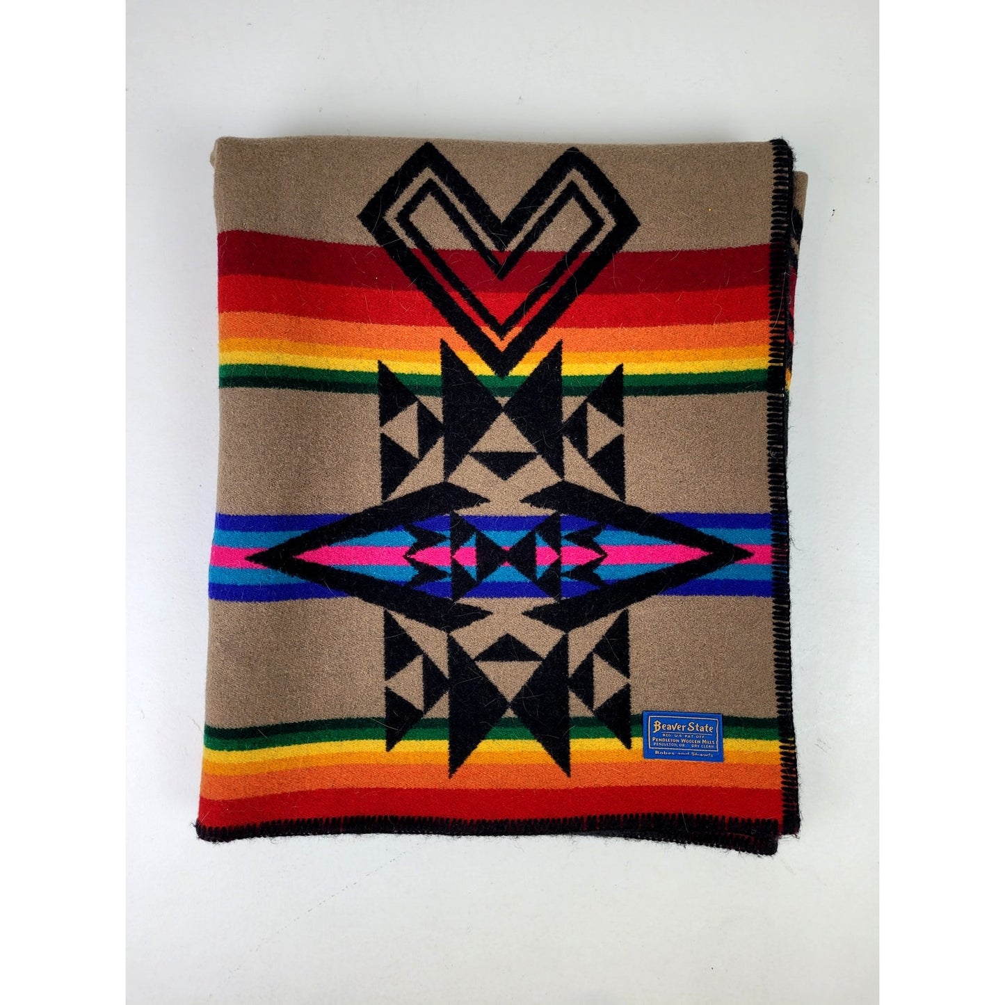 Pendleton Beaver State Reversible Wool/Cotton Throw Shawl 39" x 65"