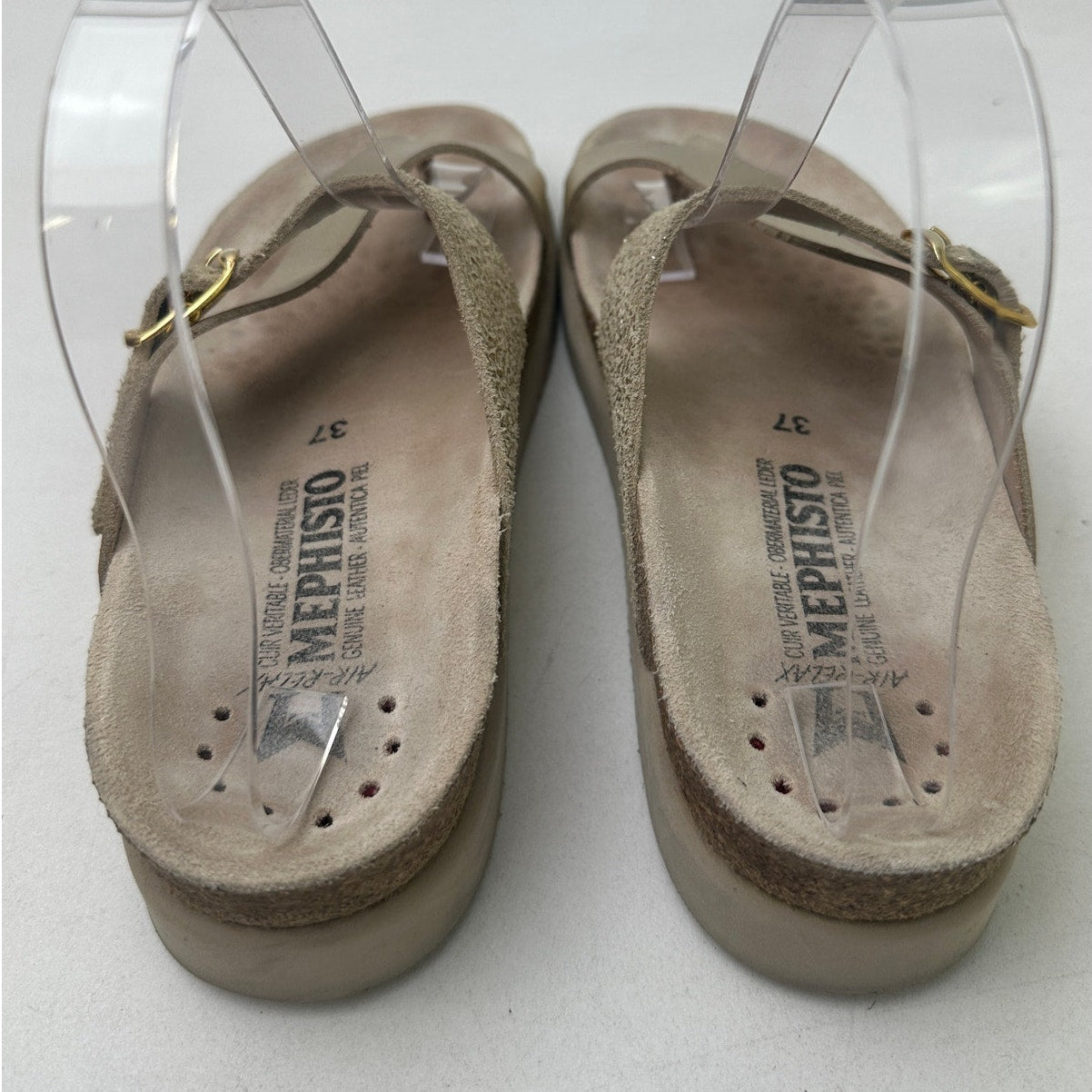 Mephisto Helen Mix Gold Flash Leather Thong Sandals Women's Sz 37