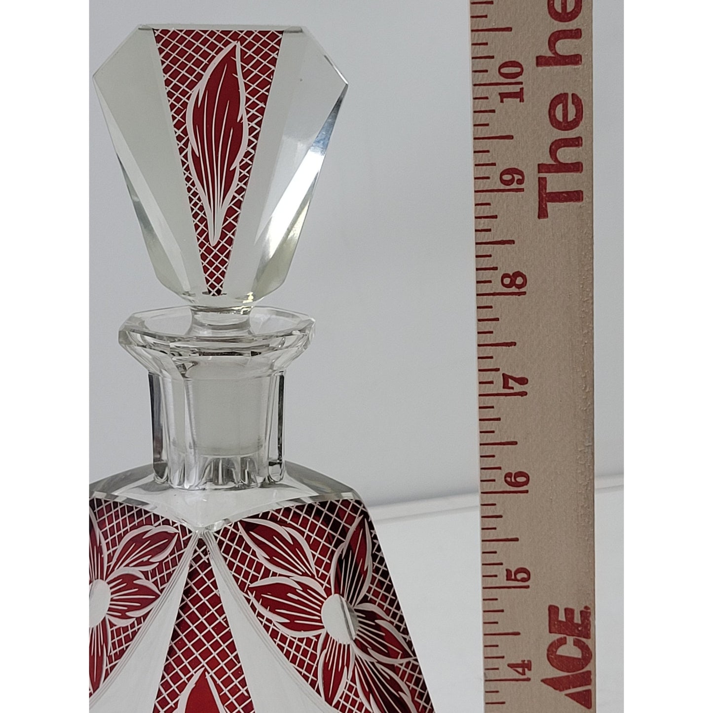 1920s-30s Art Deco Cubist Enamel Liquor Decanter & 6 Glasses Set by Karl Palda