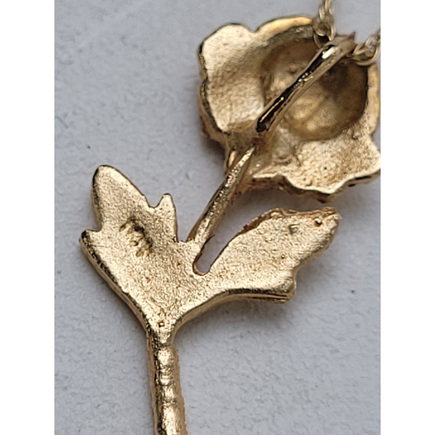 14K Solid Yellow Gold Rose Pendant on Dainty 18" Chain | 2.51 Grams