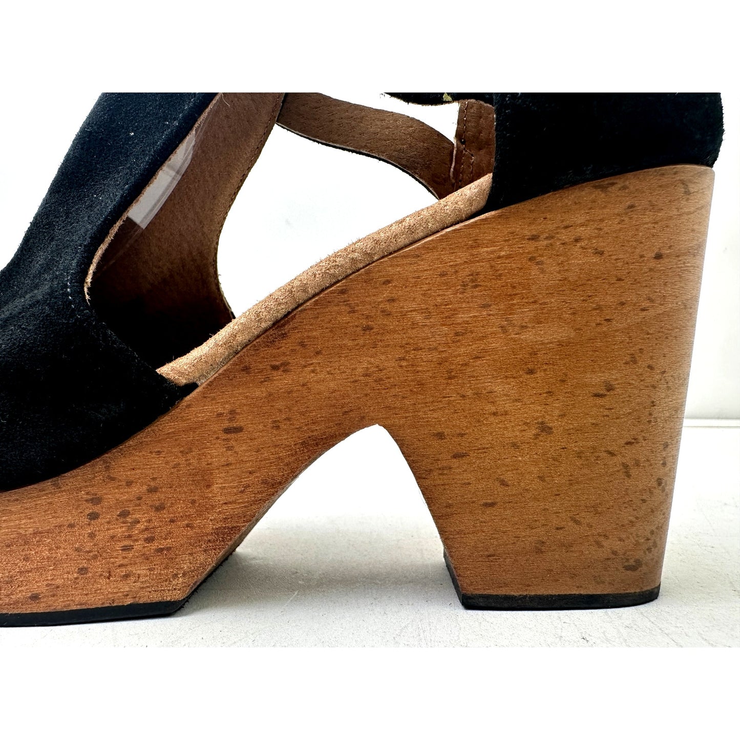 Free People Black Suede Cedar Platform Wood Clogs Women's Sz 39