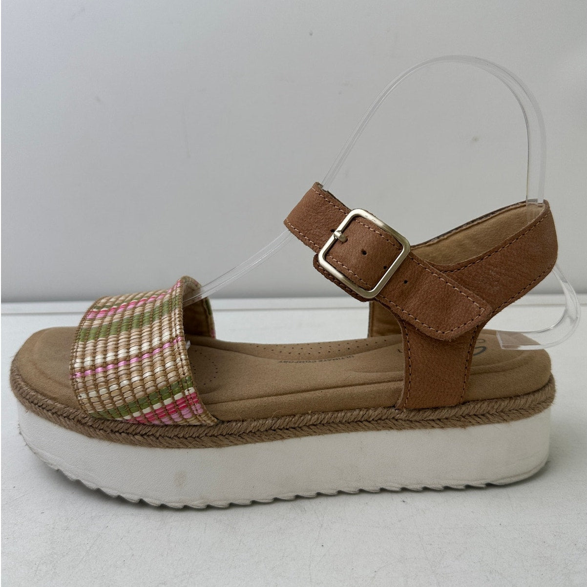 Clarks Lana Shore Light Tan Ankle-Strap Platform Sandals Women's Sz 7