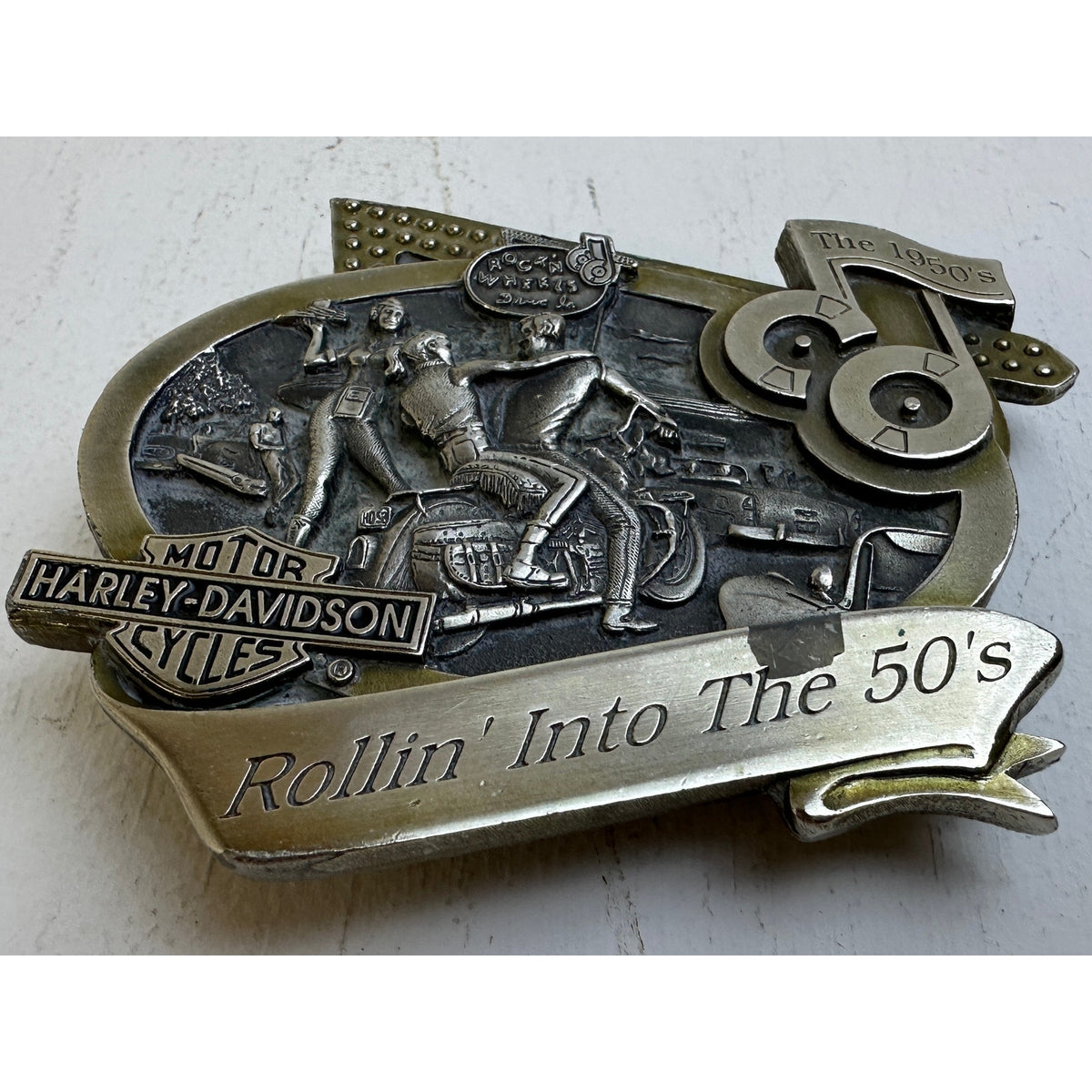 VTG 1998 Harley-Davidson Rollin' Into The 50's Limited Edition Fine Pewter Belt Buckle