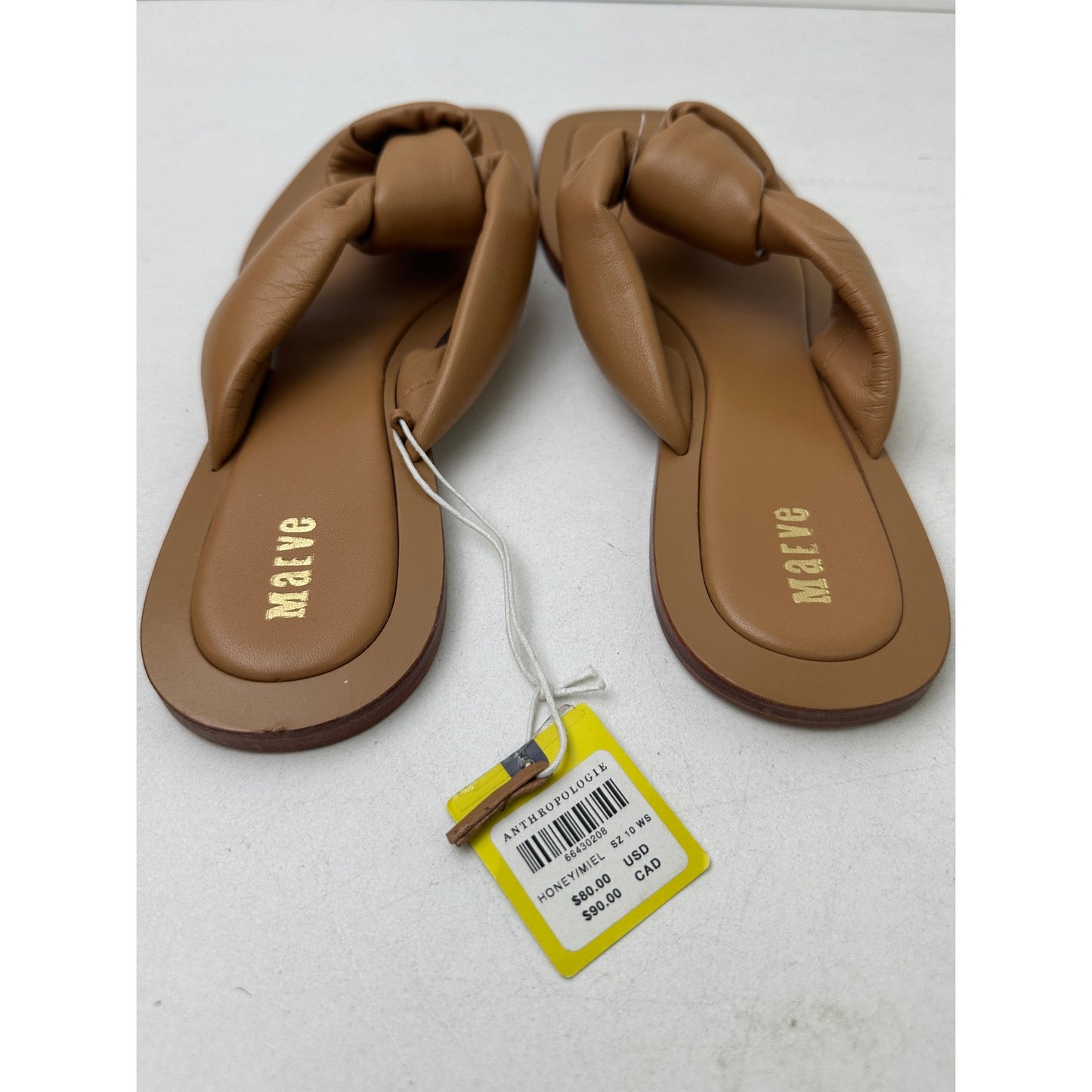 Anthropologie Maeve Puffy Knotted Leather Thong Sandals Women's Sz 10