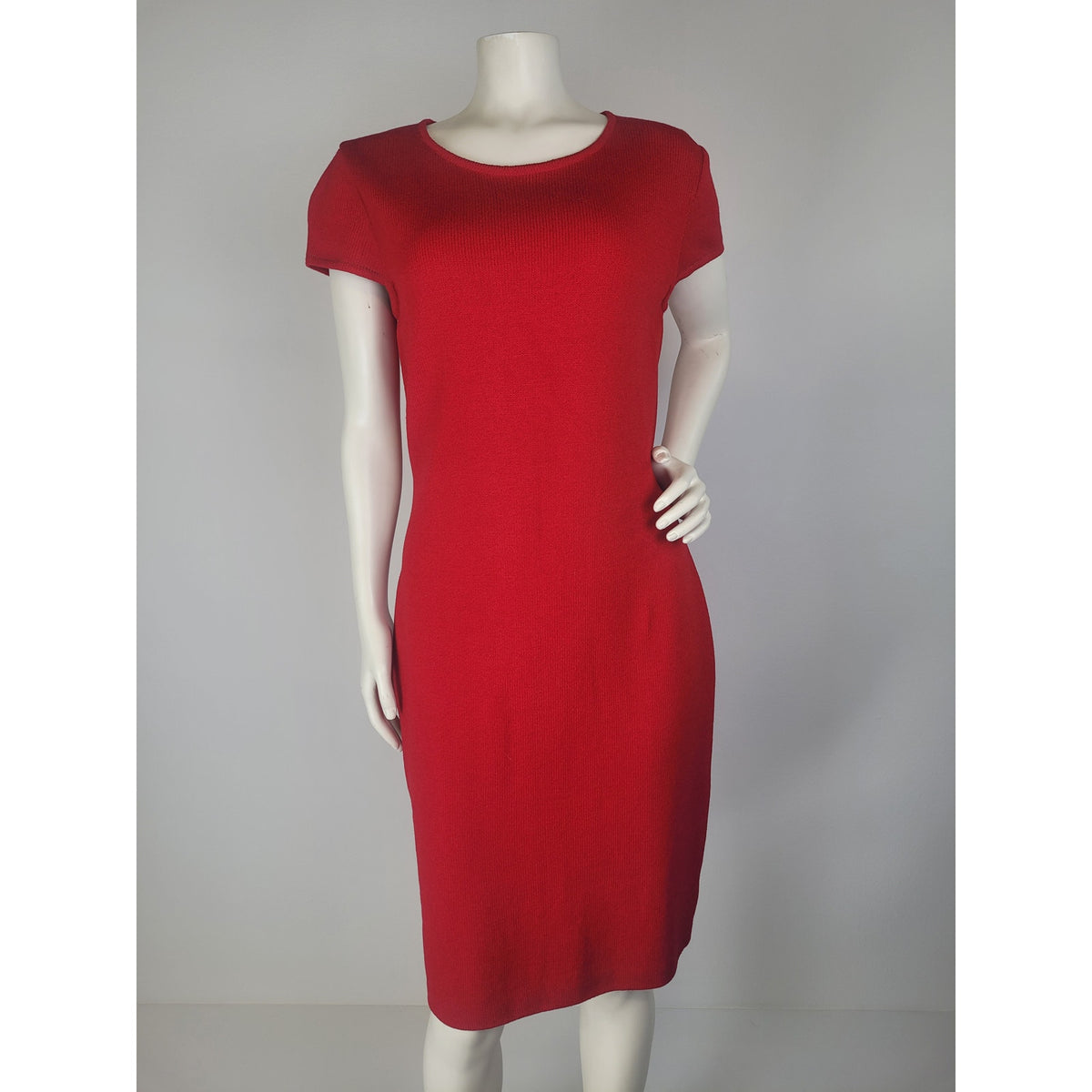 NWT St. John Collection Wool Blend Knit Sheath Dress Red Sz 6 MSRP $1210