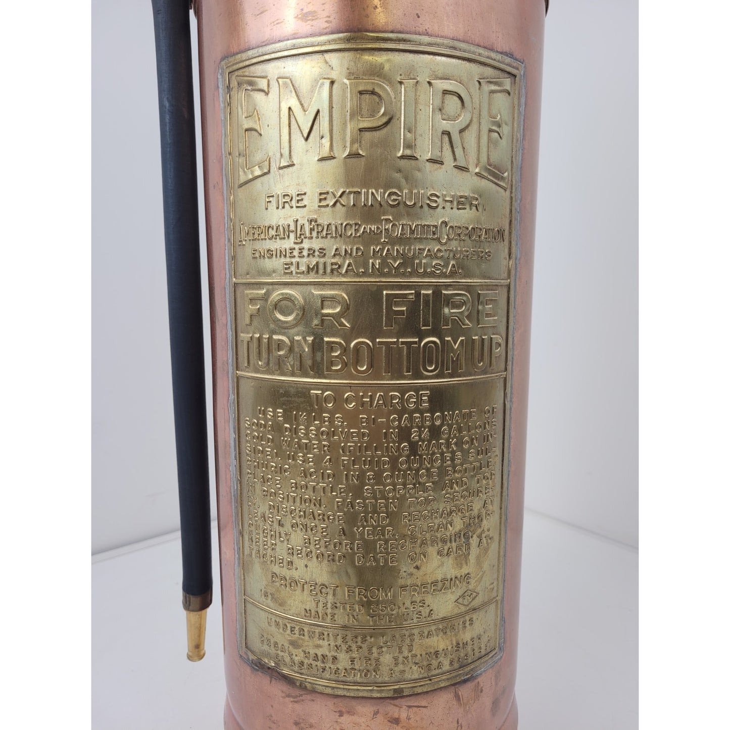 Antique Empire Copper Brass Fire Extinguisher