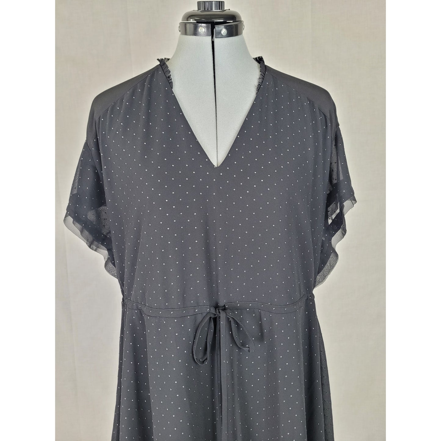 ALLSAINTS Keira Shimmer Flutter Sleeve Handkerchief Hem Dress Sz M
